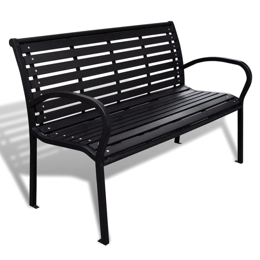 Vidaxl Záhradná lavička 125 cm, oceľ a WPC, čierna